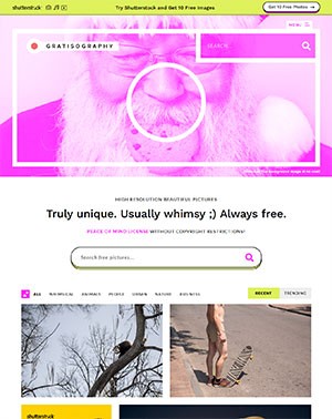 screenshot of free stock website gratisography